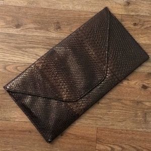 Brown Faux Alligator Clutch